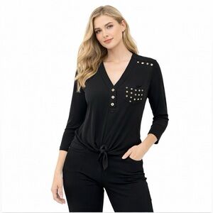 🖤 BeBe Black Grommet Blouse